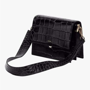 JW PEI Mini Flap Crossbody Black Crocodile Bag